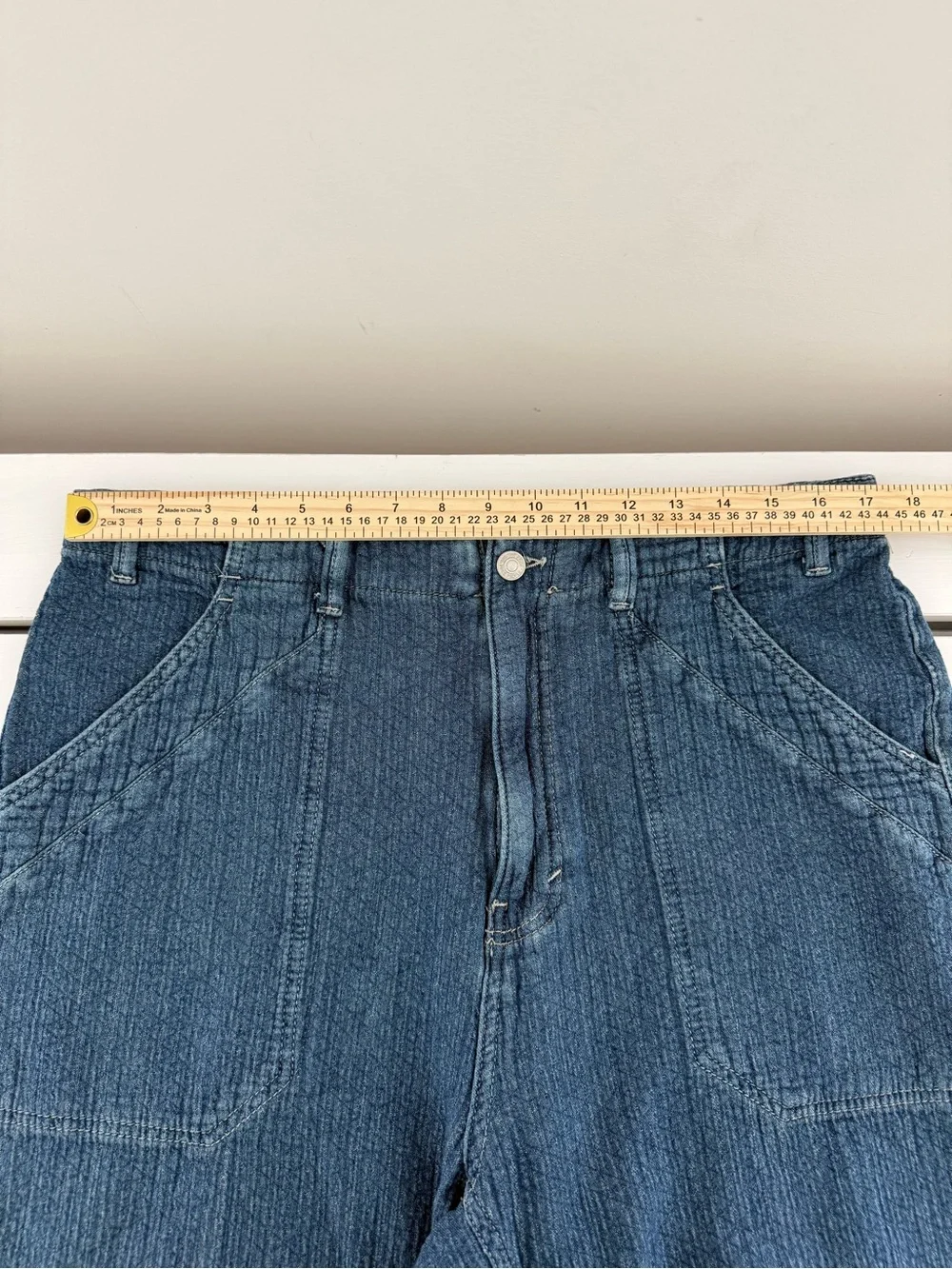 Free People We The Free Midnight Voyage Quilted Wide Leg Jeans Large